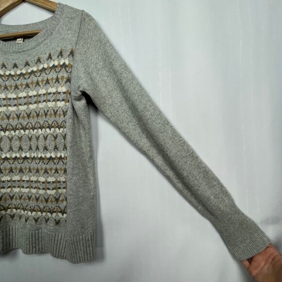 J. Crew Factory Merino Wool Blend Fair Isle Sweater Size S Gray Knit Style E3403 - Picture 6 of 14